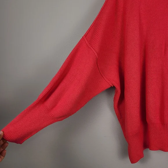 Free People Easy Street Oversized Bright Hot Pink Pullover Crewneck Sweater XL - Picture 3 of 11